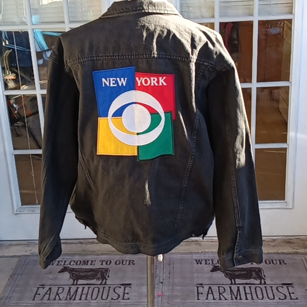 Men's black denim XL logo jacket good condition
